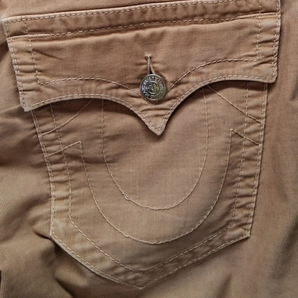 True Religion Ricky Straight Leg Corduroy Pants Tan Khaki Mens 31x34 Bootcut